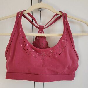 Lorna Jane Laser-Cut Strappy Sports Bra – Size S, Raspberry Pink, Excellent Cond